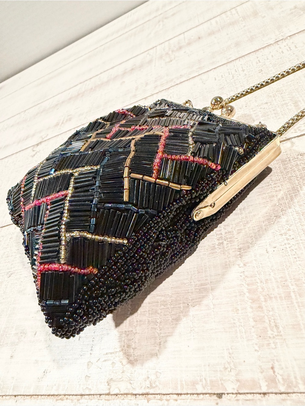 Vintage La Regale Beaded Coin Purse Crossbody Mini Clutch Gatsby Art Deco Formal - Picture 5 of 15